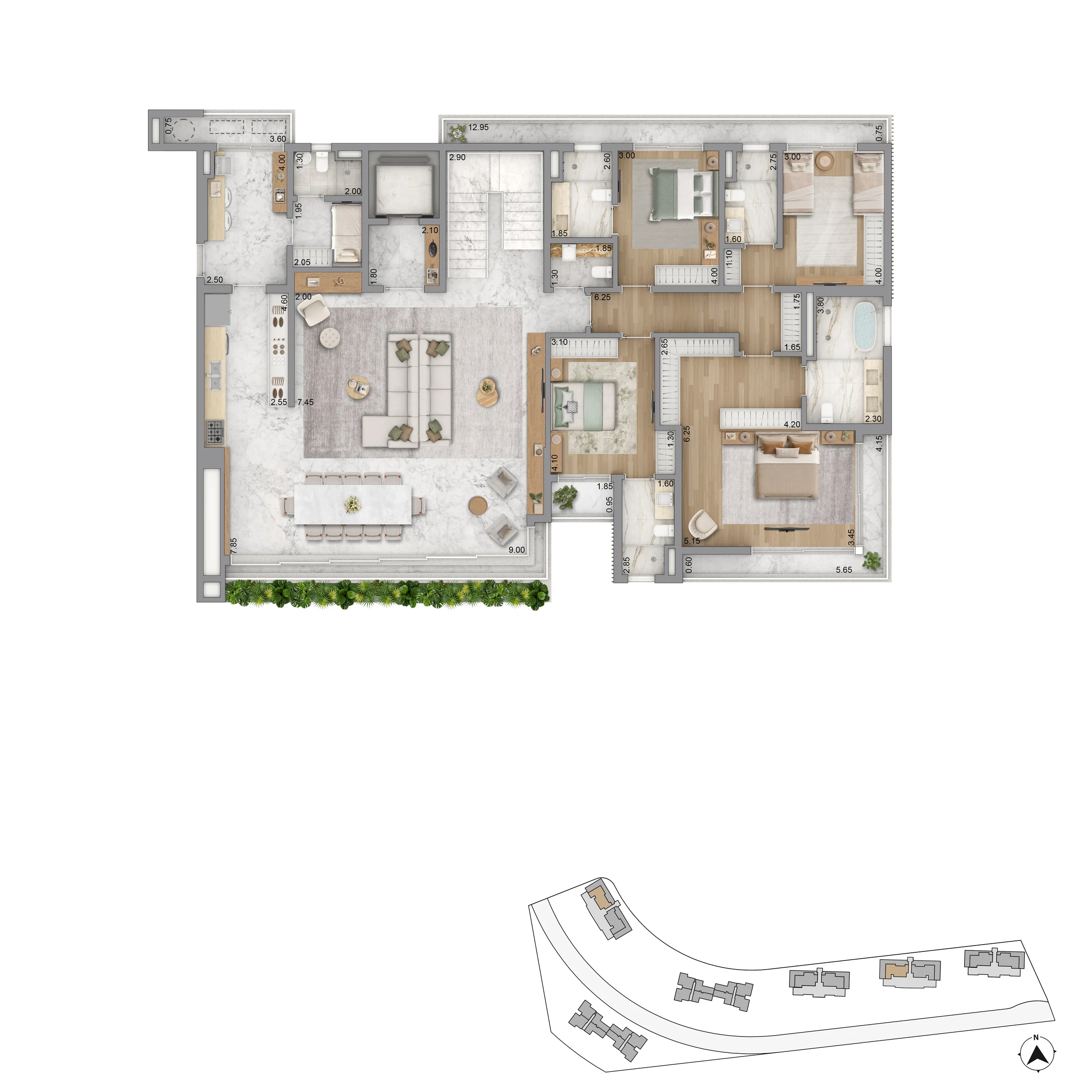 PLANTA DUPLEX INFERIOR PADRAO T2X281 P8