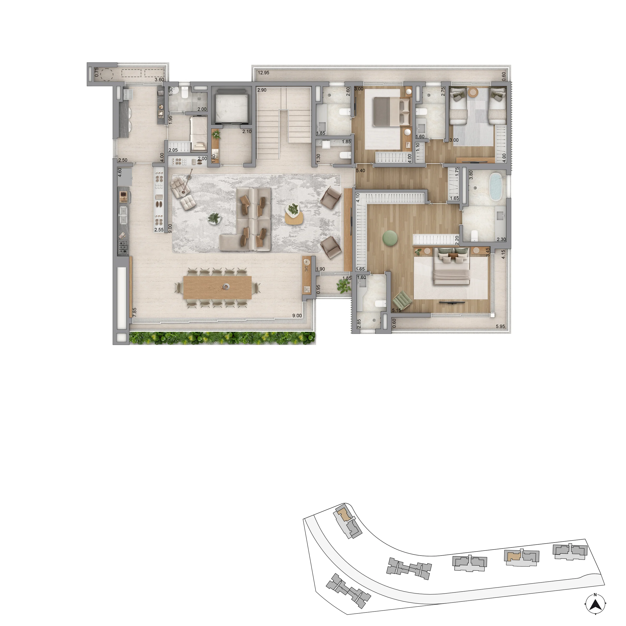 PLANTA TIPO DUPLEX INFERIOR OPCAO 01 T2X281 P8