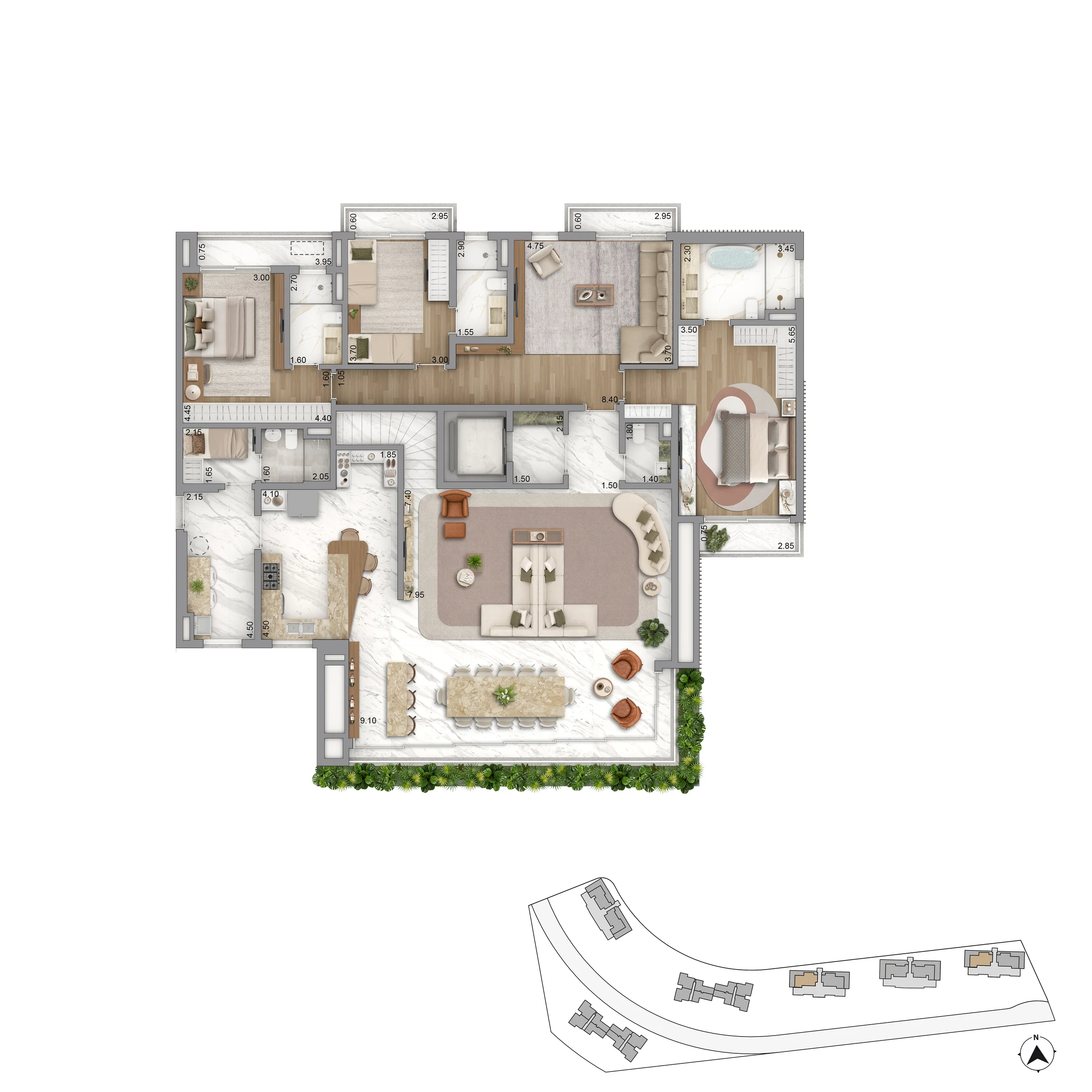 PLANTA TIPO DUPLEX INFERIOR OPCAO 01 T1X265 P8