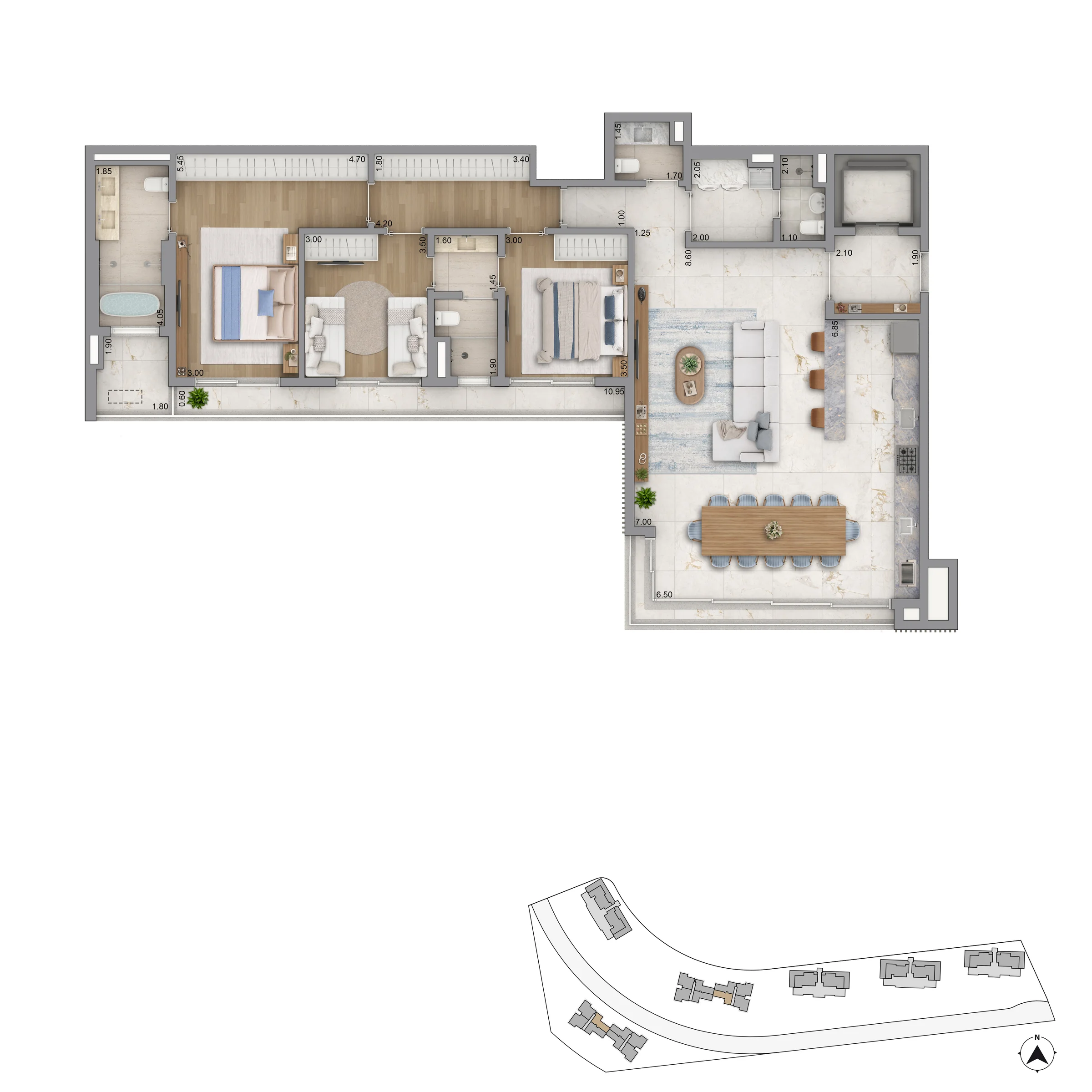 PLANTA TIPO PADRAO 170m2 T3X145 180 P9