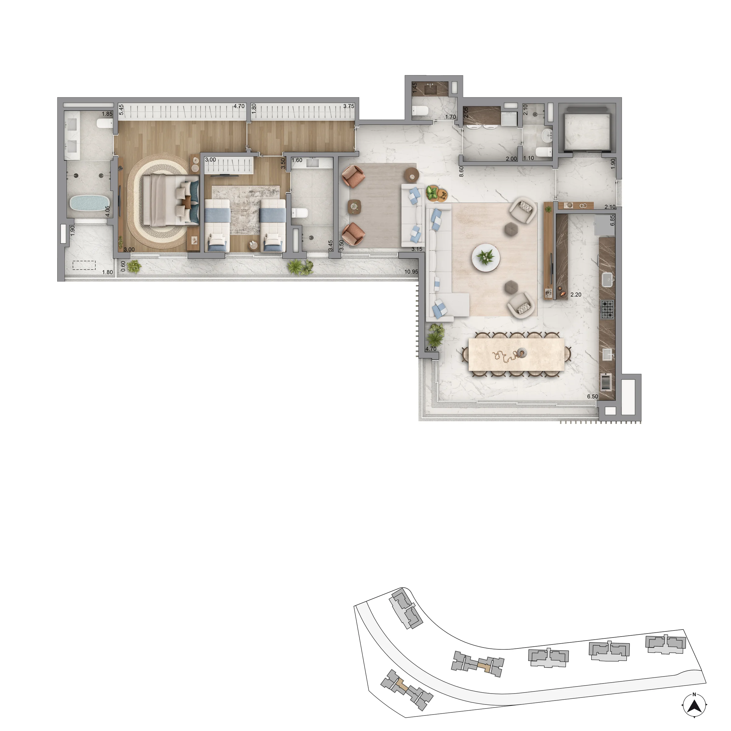 PLANTA TIPO 170m2 OPCAO 02 T3X145 180 P9