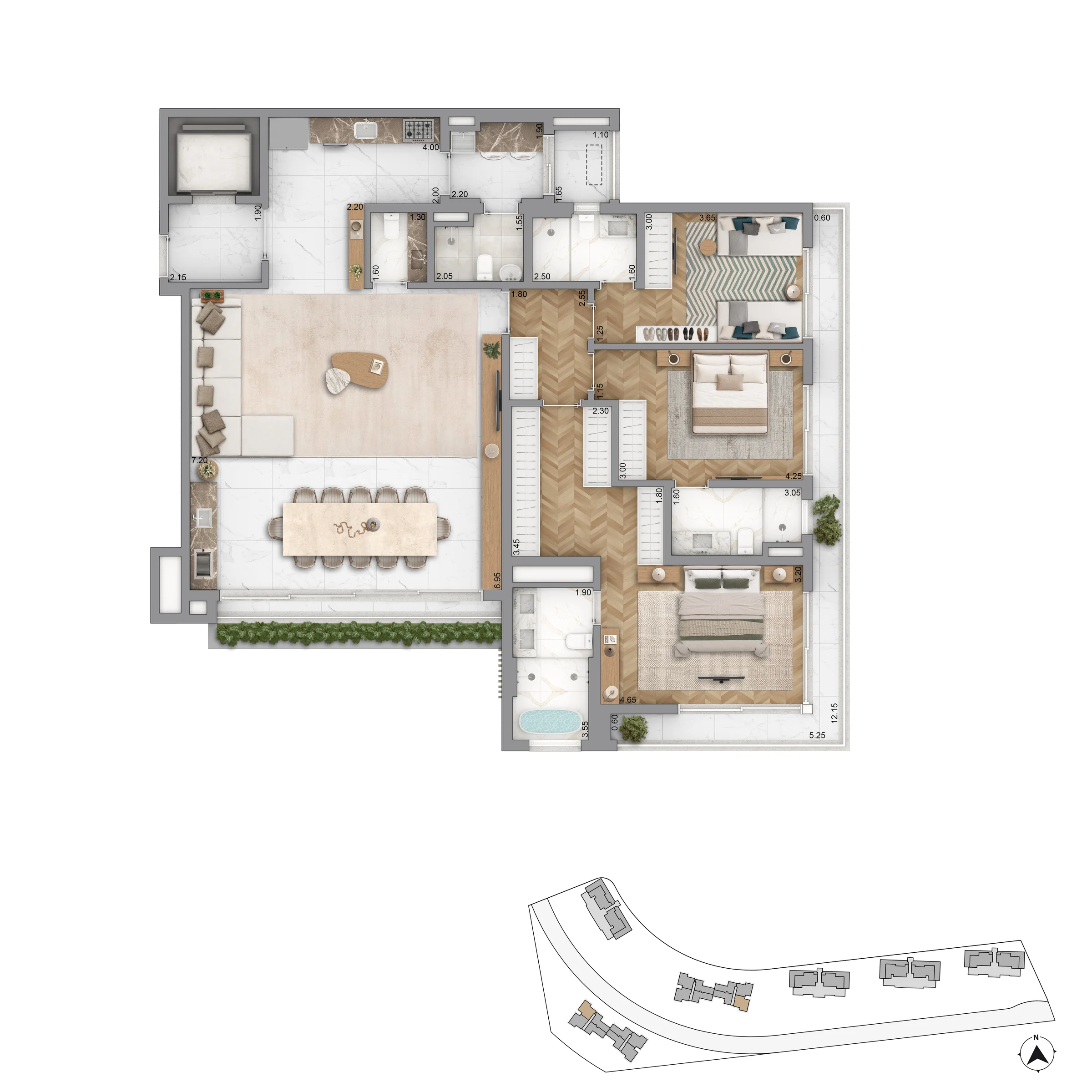 PLANTA TIPO 194M2 OPCAO 01 T3X170 194 P8